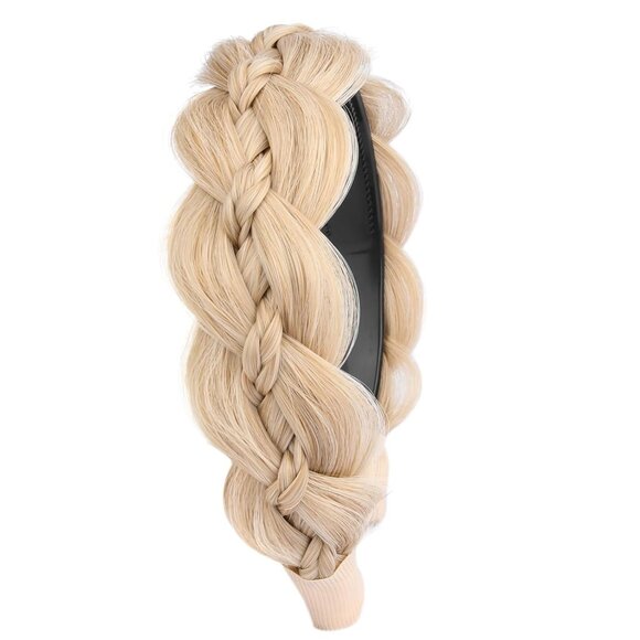 Wide Braided Synthetic Hair Headband with Teeth for Girls Women Honey Blonde - Picture 4 of 6